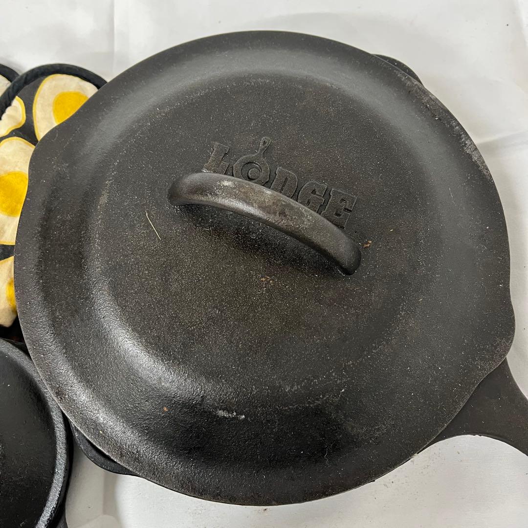 雷216 LODGEロッジ 鋳鉄 スキレットセットフライパン 蓋付き