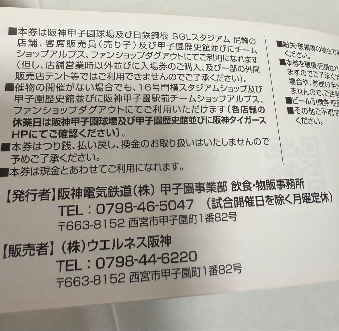 3,0000円分　2026年　阪神甲子園球場　商品お引き換え券