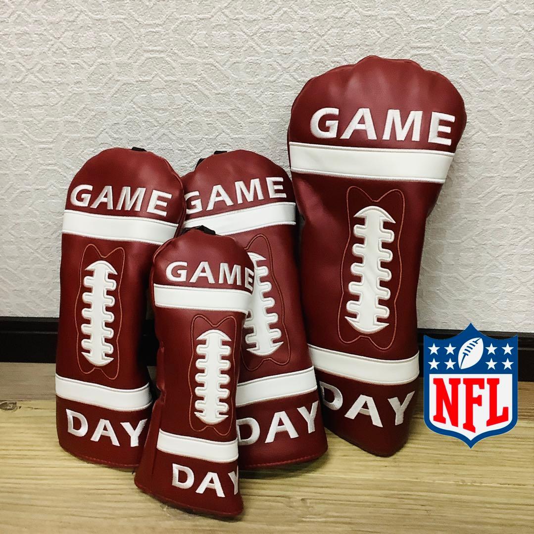レア！NFL キャディーバッグ 全チーム名刺繍入り フットボール型ヘッドカバー付