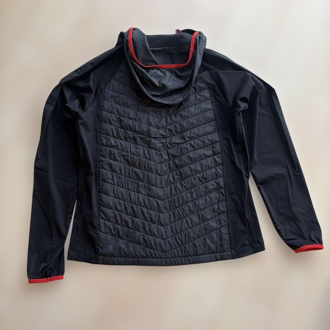 【がまかつ】 美品 フード付きパーカー 黒/赤 釣り ジャケット GM-3475