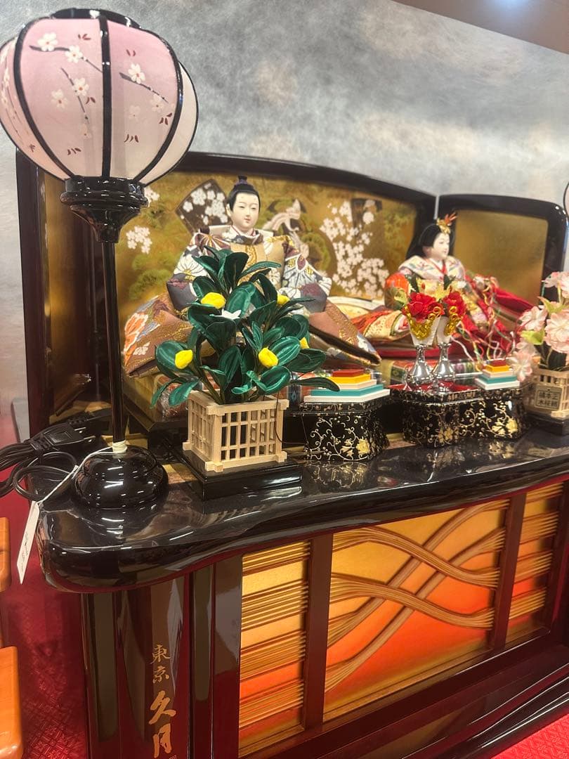 【新品展示品】久月 雛人形 親王飾り 収納台 西陣織 金屏風
