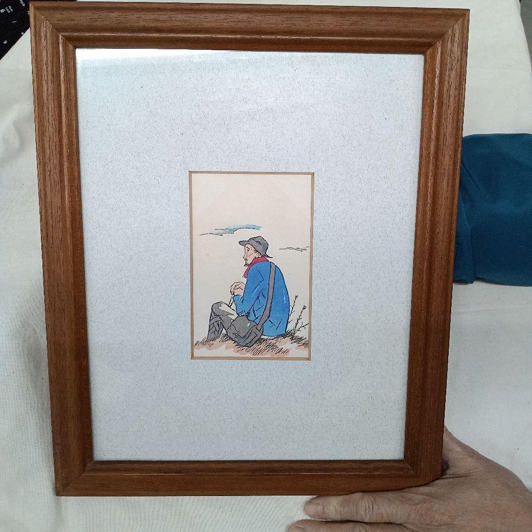 竹久夢二　水彩画　旅の人