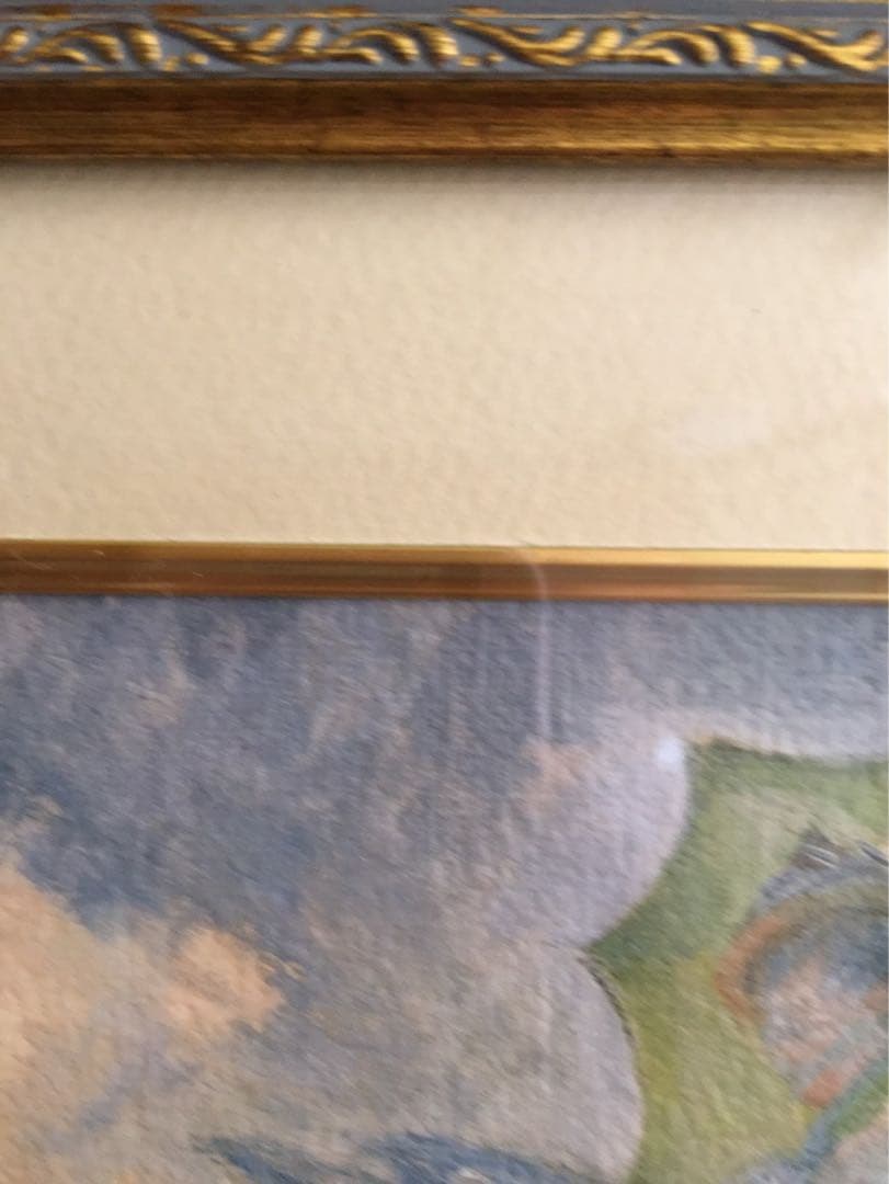 クロード・モネ　日傘をさす女　印刷画 金色　フレーム　金枠　額縁　絵画