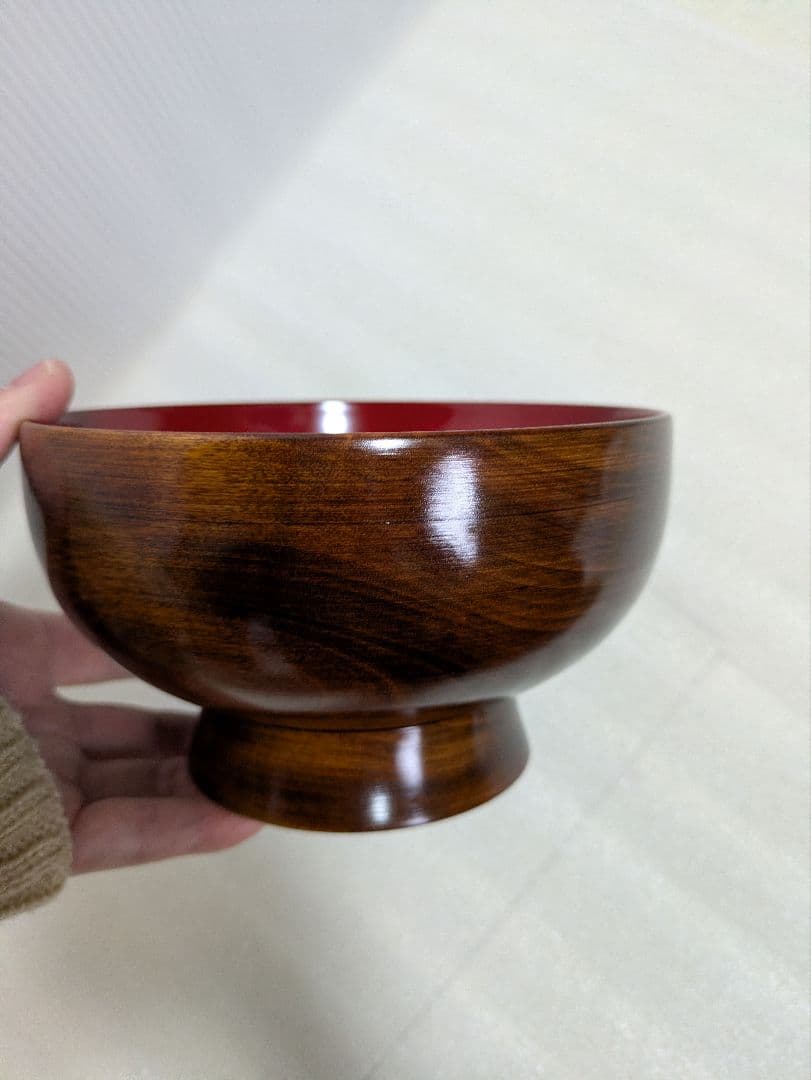 【川連漆器】大椀　摺内朱