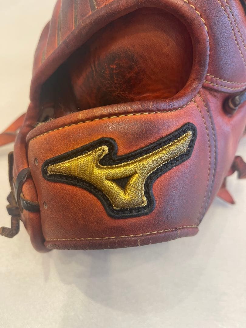 ミズノプロ　硬式用グローブ オレンジ 外野手用グラブ　グローブ 高校野球対応