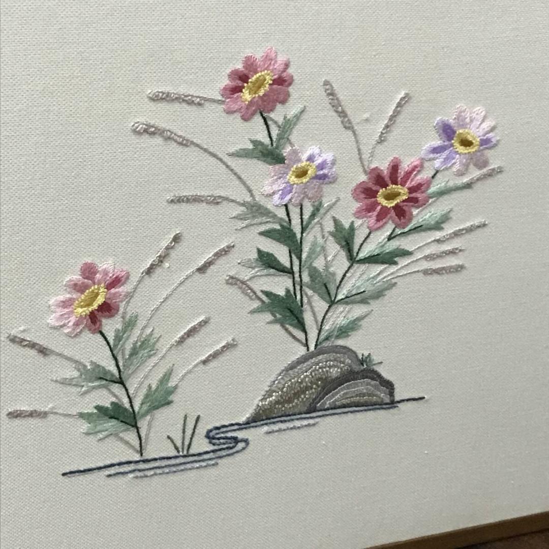 風炉先屏風 刺繍 屏風 2曲 衝立 間仕切り パーテーション 和風