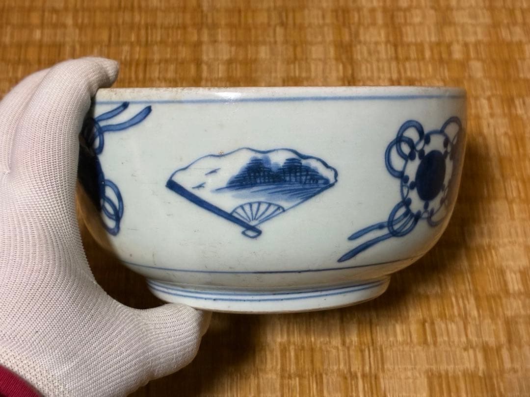 古伊万里 古染付 紋入 蓋物 水指 漆蓋付 時代物