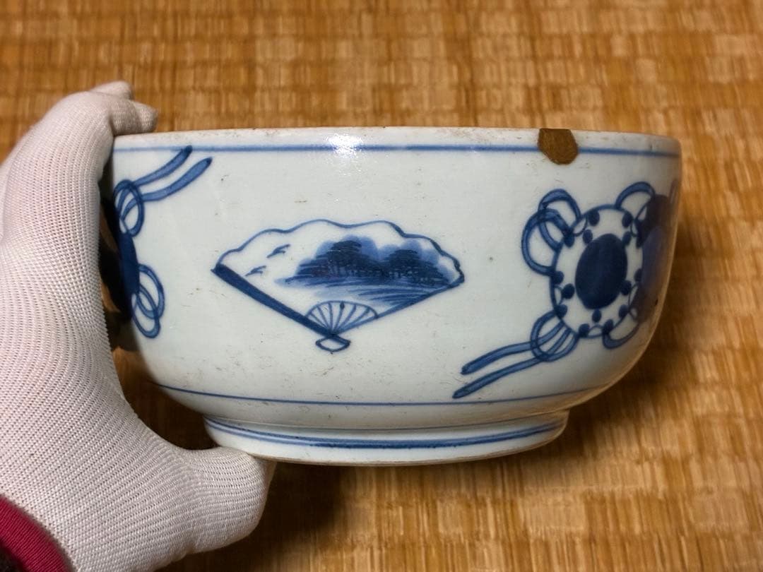 古伊万里 古染付 紋入 蓋物 水指 漆蓋付 時代物