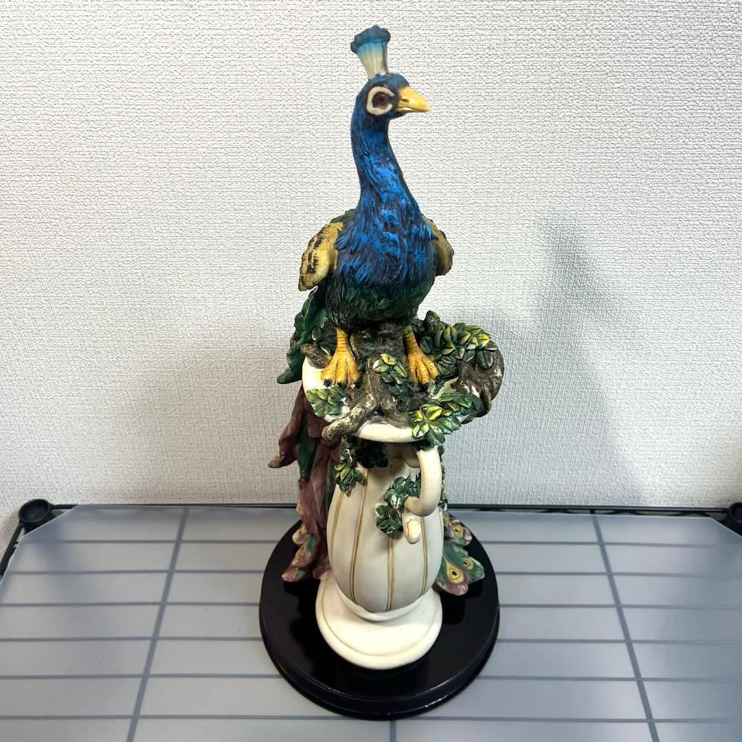 【匿名配送】孔雀　置物　置き物　オブジェ　ピーコック　サンクチュアリ　孔雀の楽園