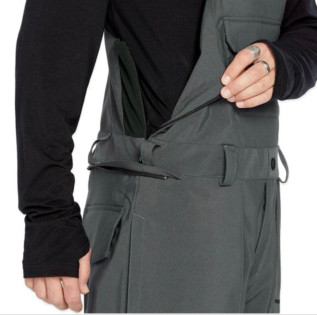 【美品】 VOLCOM MENS ROAN ビブパンツCHARCOAL Lサイズ
