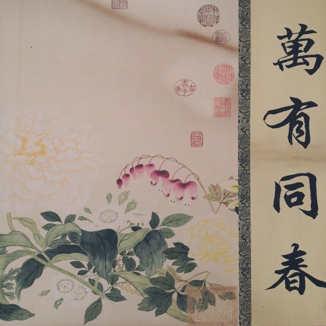 万有同春図 長巻 掛軸 70×340cm 花鳥画