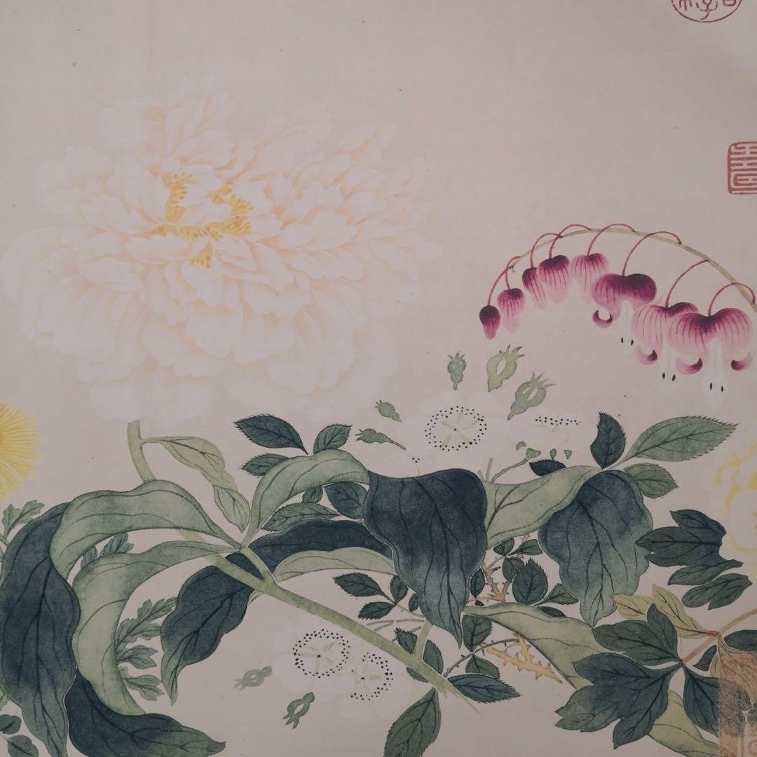 万有同春図 長巻 掛軸 70×340cm 花鳥画