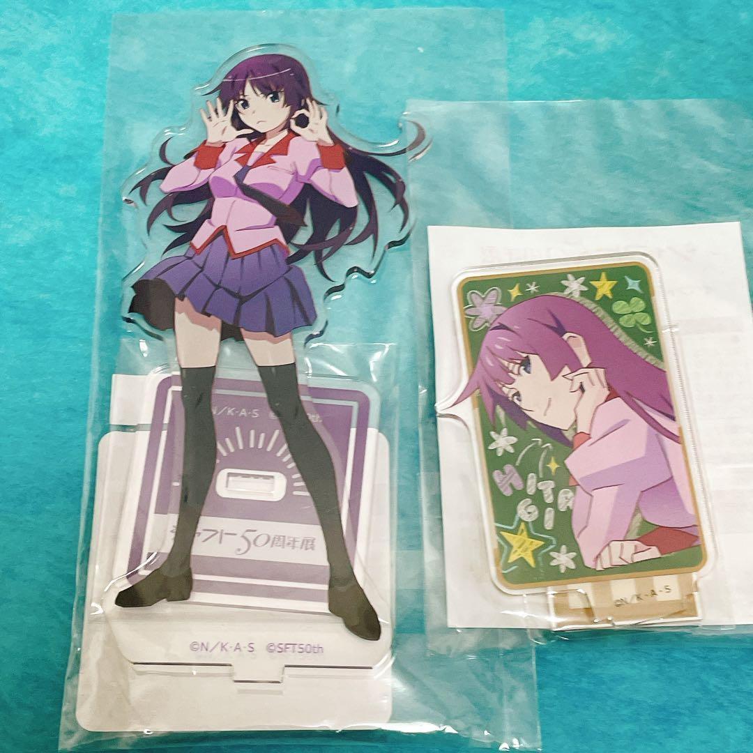 【限定】シャフト展 物語シリーズ 姉妹/扇/老倉 缶バッジ＆ひたぎアクスタ