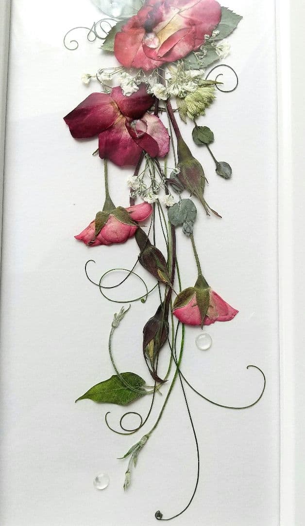 押し花アート✿バラの雫✿押し花額 ブーケ 額装 絵画 インテリア雑貨 アート