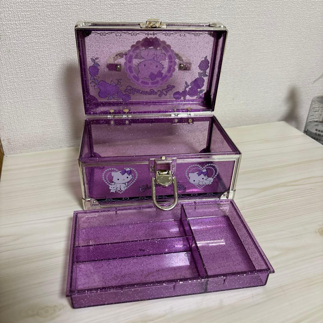n*）様 チャーミーキティ✨️ アクセサリーケース 紫 グリッター小物入れ レト