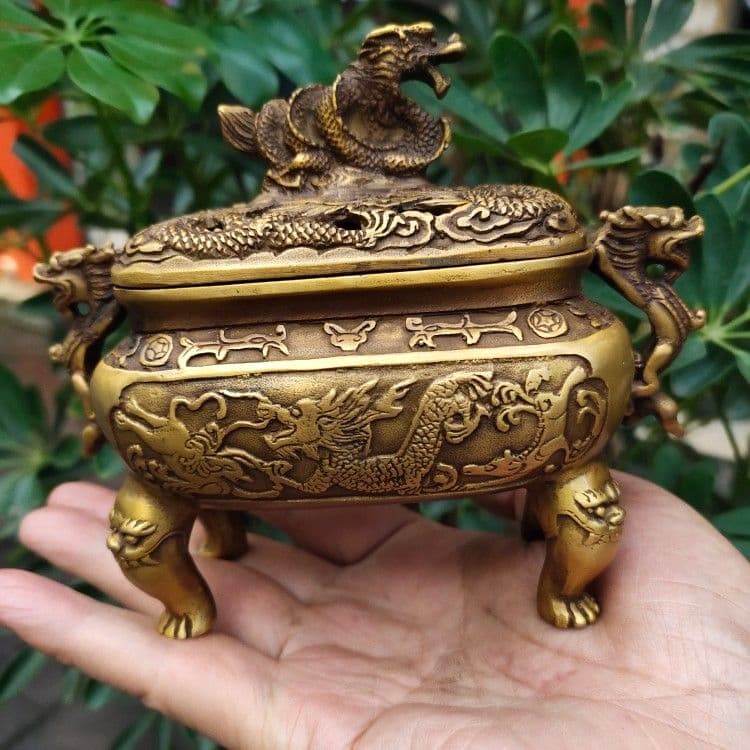 銅細工 龙纹香薰炉 檀香炉 香道具 装飾品 工芸品 美術品 置物