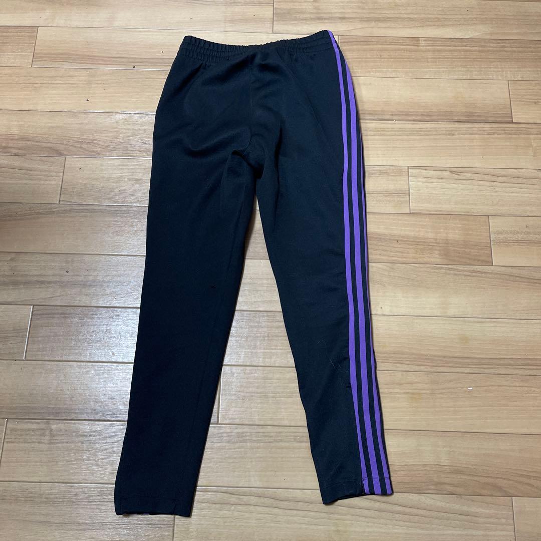 adidas ストライプジャージ上下ブラック/パープル J M