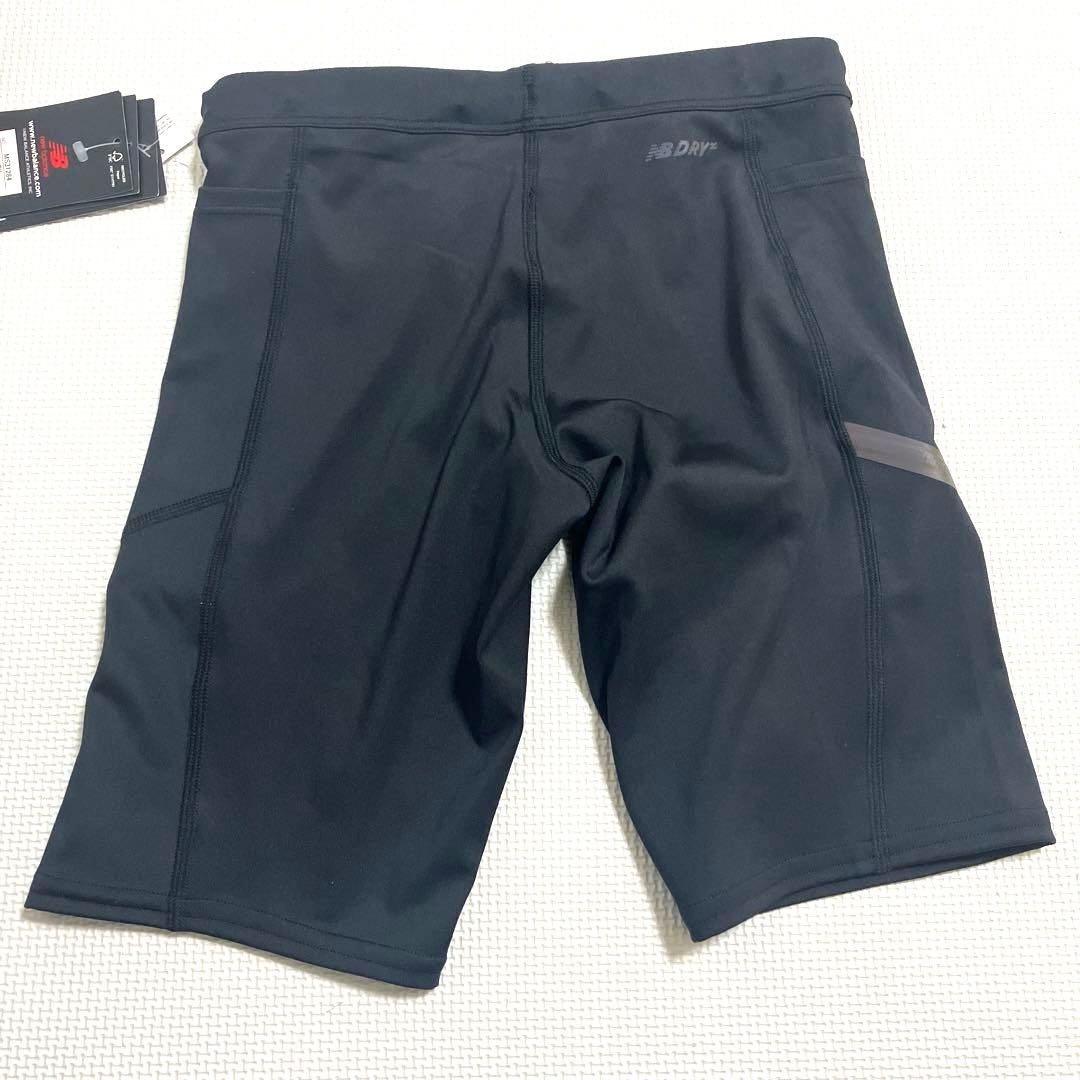 S 新品　ニューバランス メンズ　ハーフタイツ　ブラック　黒　マラソンランニング