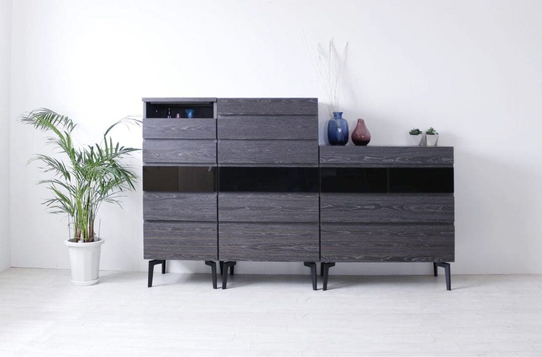 【新品同様】チェスト ホテルライク 北欧 完成品 タンス グレー ハンガー付き