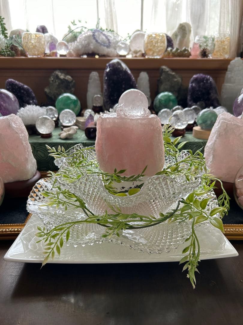 ✨破格✨絶品‼️ローズクオーツ☆噴水☆天然石⭐︎ファウンテン☆秘蔵品⭐︎1290g