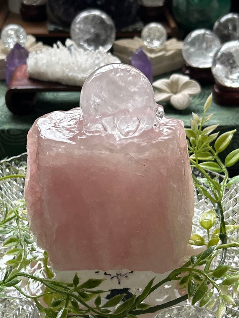 ✨破格✨絶品‼️ローズクオーツ☆噴水☆天然石⭐︎ファウンテン☆秘蔵品⭐︎1290g