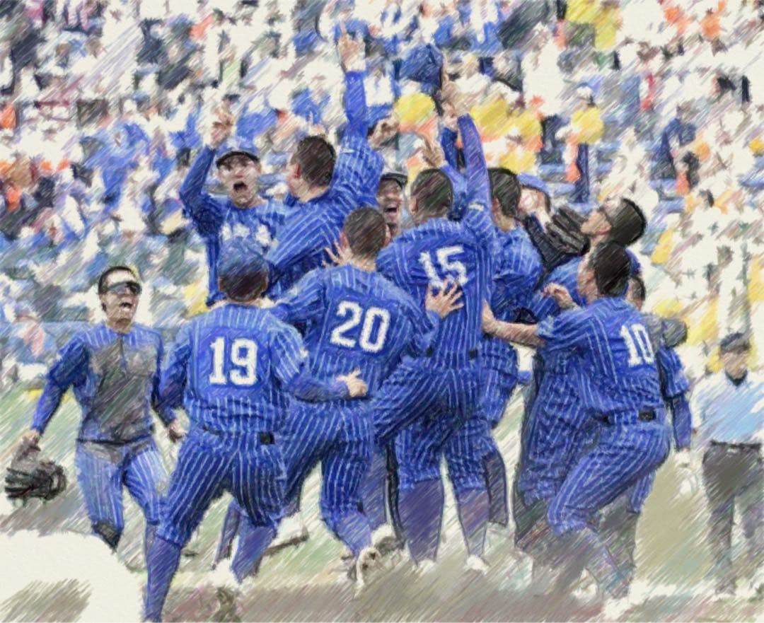 青藍泰斗高校 応援ユニフォーム　Ｓサイズ　ブルーストライプ　栃木県優勝　甲子園
