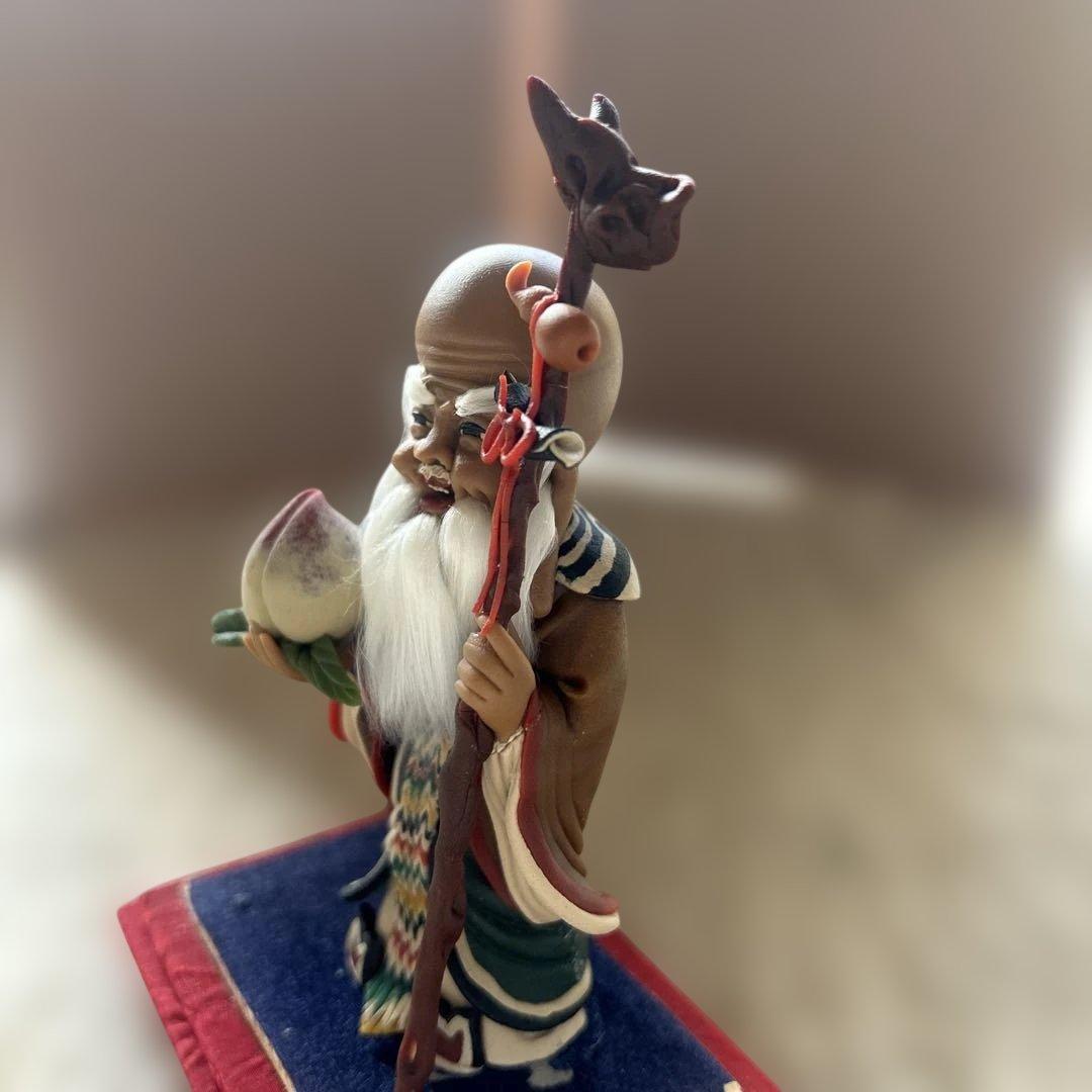 【縁起物】長生大帝（寿老人）置物 武間剛朝 作 現代工芸 招福 長寿の神様