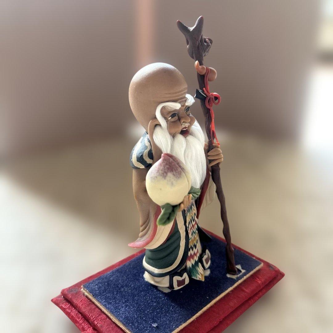 【縁起物】長生大帝（寿老人）置物 武間剛朝 作 現代工芸 招福 長寿の神様