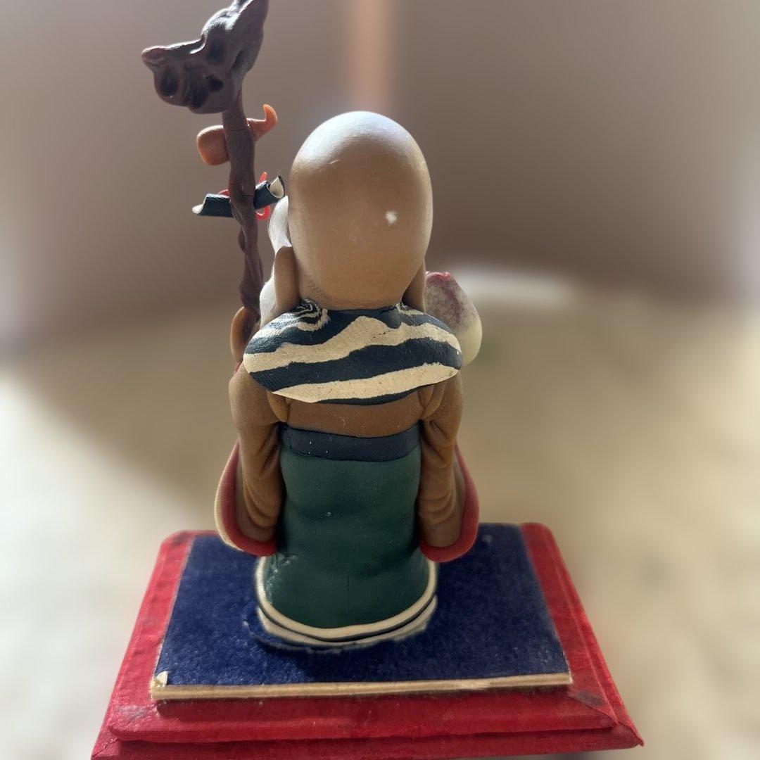 【縁起物】長生大帝（寿老人）置物 武間剛朝 作 現代工芸 招福 長寿の神様