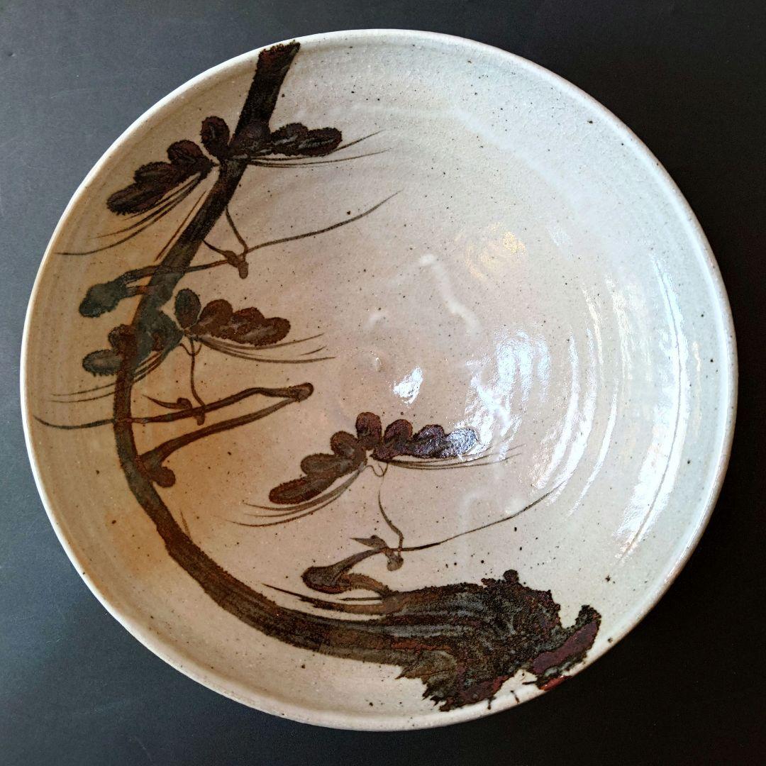 【四代 中野陶痴】 絵唐津 松文大鉢 飾鉢 共箱 陶印あり 中野御用窯　未使用品