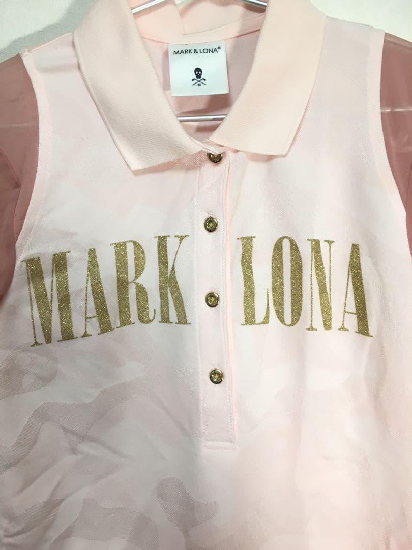MARK & LONA マーク＆ロナ　シアー袖カモフラ半袖ポロシャツ