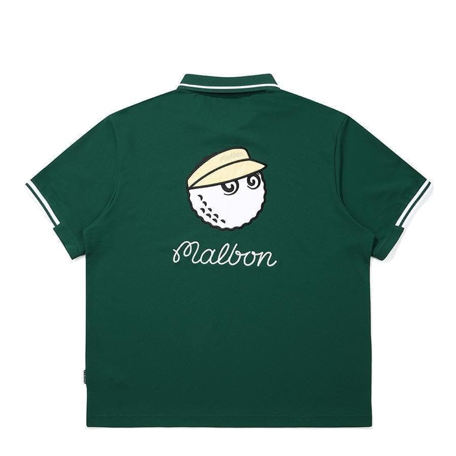 マルボンゴルフ ポロシャツ malbon golf メンズ 半袖 シャツ 緑色M