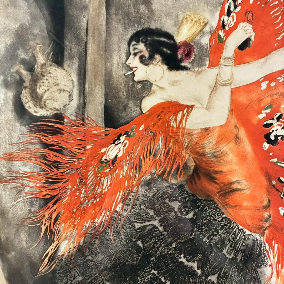 ルイ・イカール「スペインの踊り」銅版画 直筆サイン入 1929年 お洒落な額装