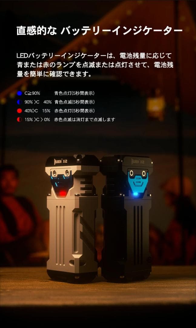 WUBEN　X2(グラデーション色）ハンディライトコンパクト懐中電灯超強力