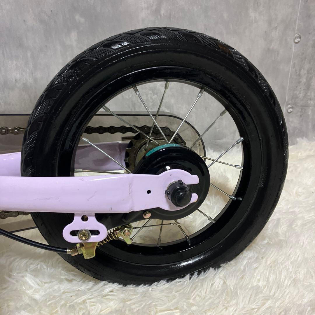 【極美品】へんしんバイク2 12インチ パープル スタンド付