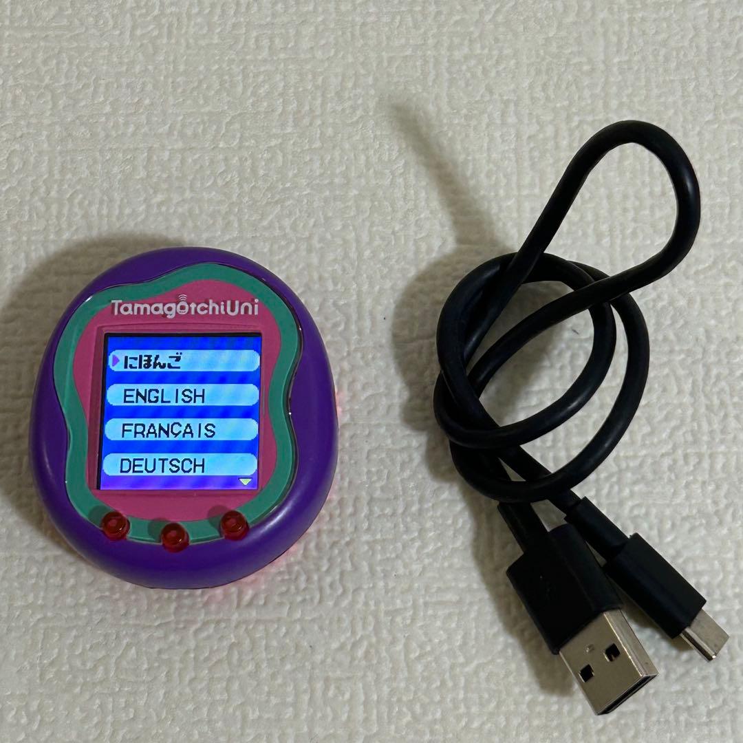 たまごっちユニ Tamagotchi Uni 紫色 パープル USBケーブル付き