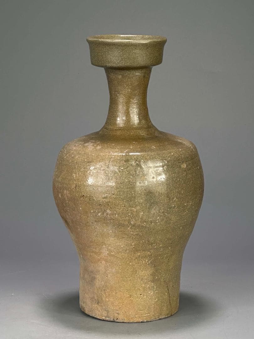 M22US11 韓国美術　高麗青磁　盤口瓶　花瓶　時代物　花入　李朝　朝鮮王朝
