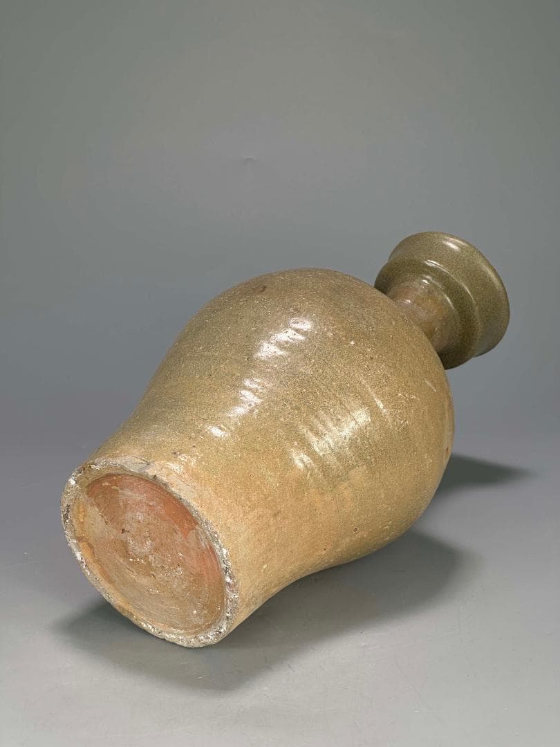 M22US11 韓国美術　高麗青磁　盤口瓶　花瓶　時代物　花入　李朝　朝鮮王朝