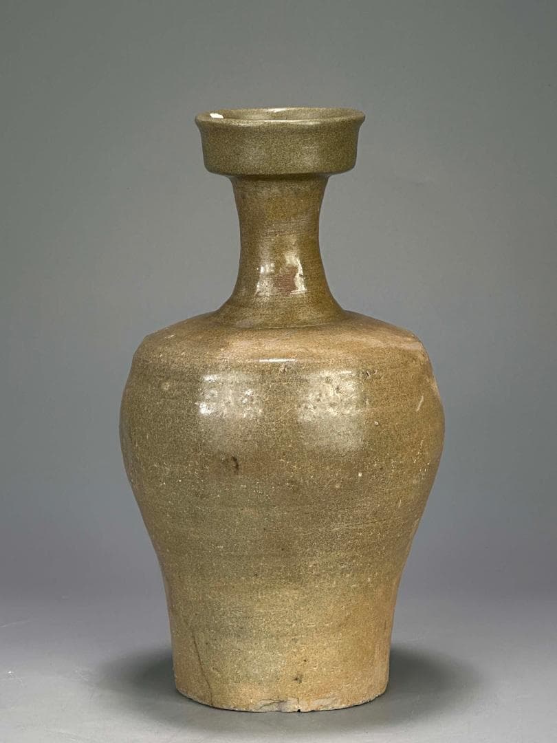 M22US11 韓国美術　高麗青磁　盤口瓶　花瓶　時代物　花入　李朝　朝鮮王朝