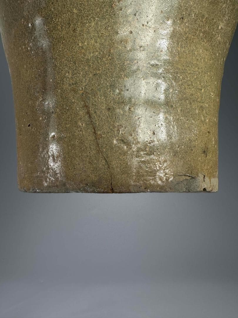 M22US11 韓国美術　高麗青磁　盤口瓶　花瓶　時代物　花入　李朝　朝鮮王朝