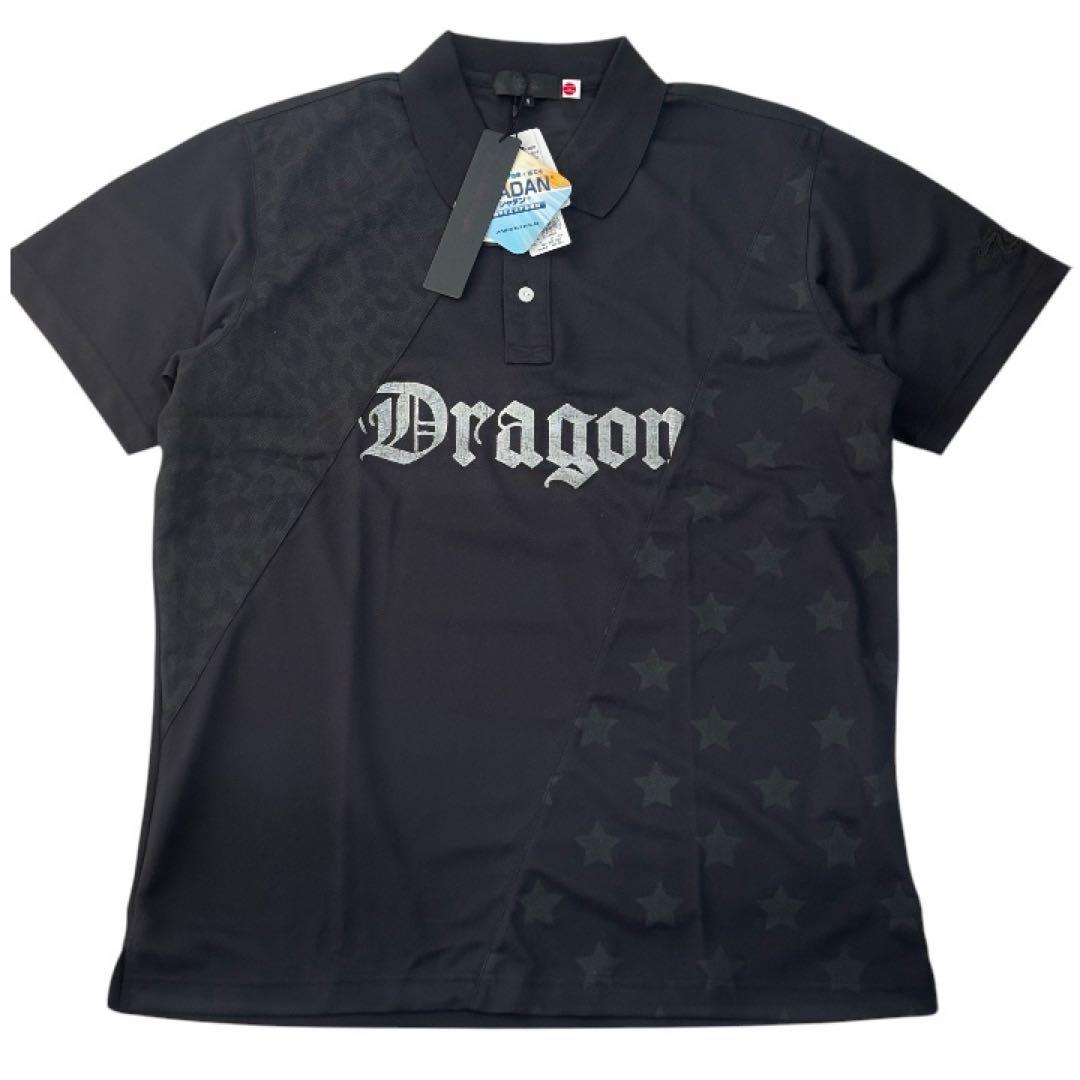 【新品】ダンスウィズドラゴン　メンズゴルフポロシャツ XLサイズ　ブラック