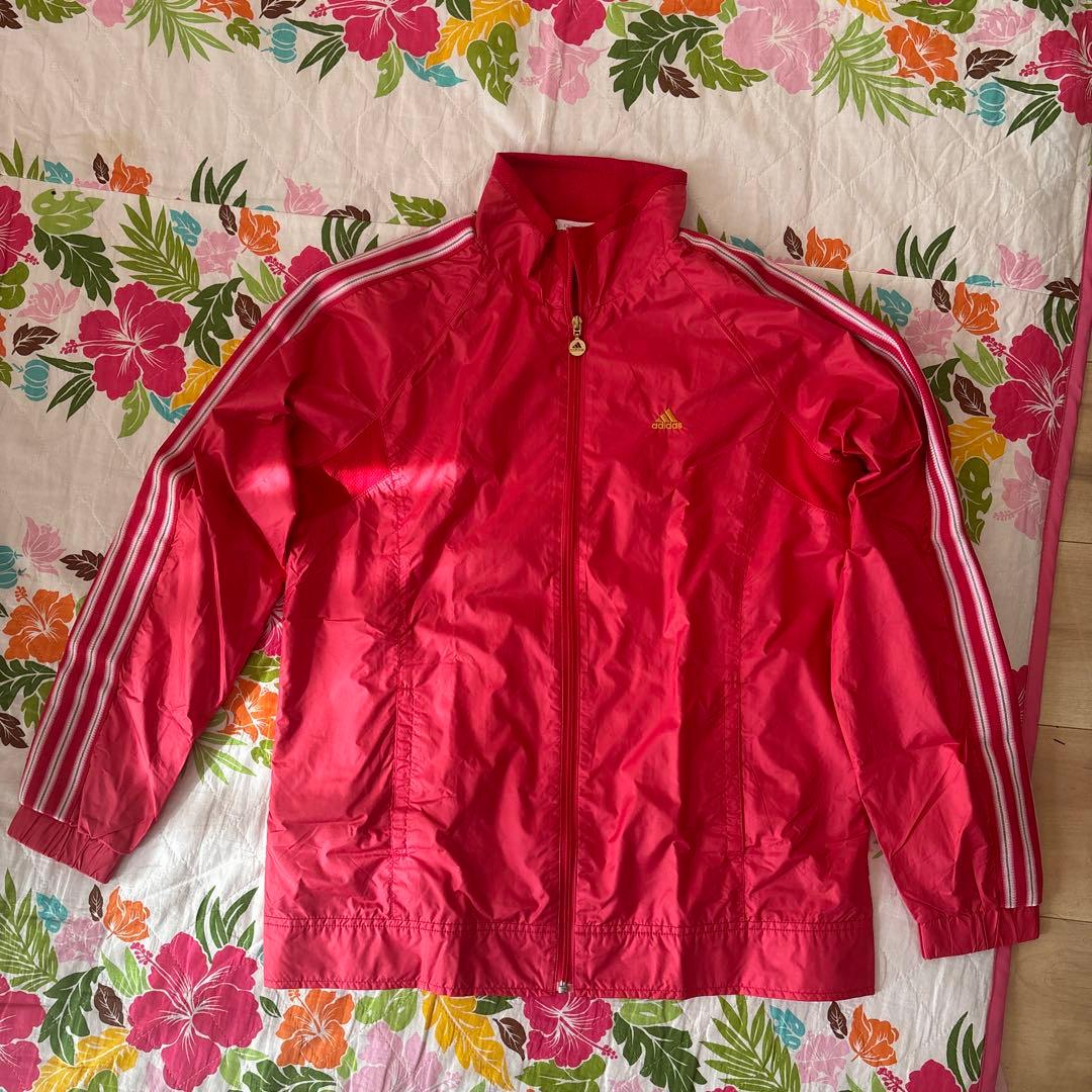 adidas レディース　ウィンドーブレイカー上下セット　ピンクL