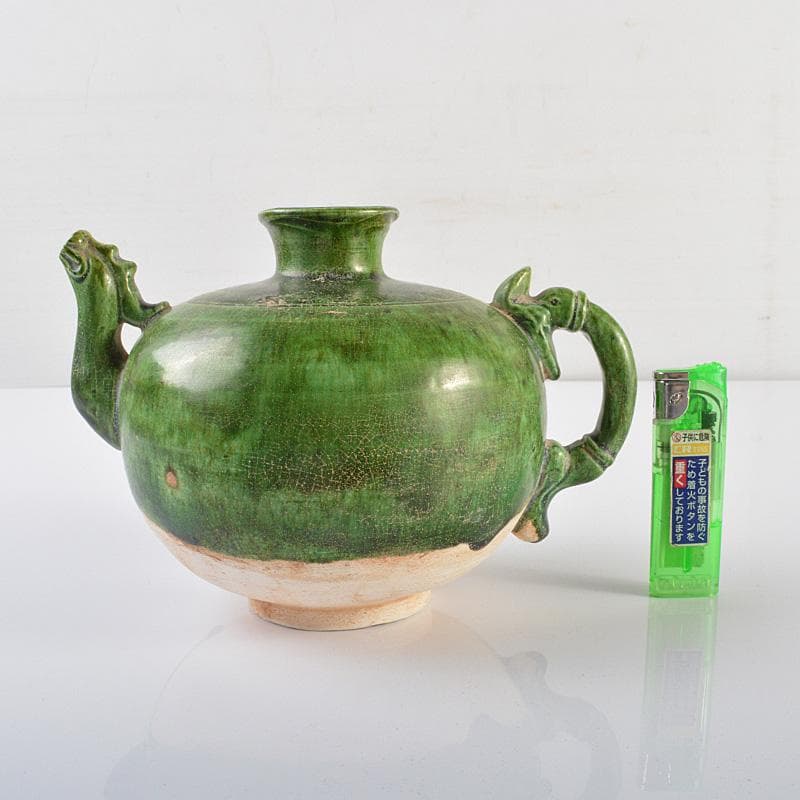 中国　遼時代　緑釉　執壷　水注　V　R6218