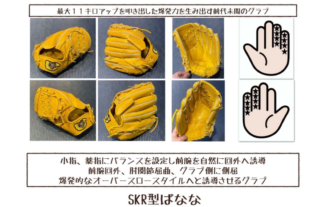 ごりら印の野球道具　硬式用グローブSKR型 左投げ用