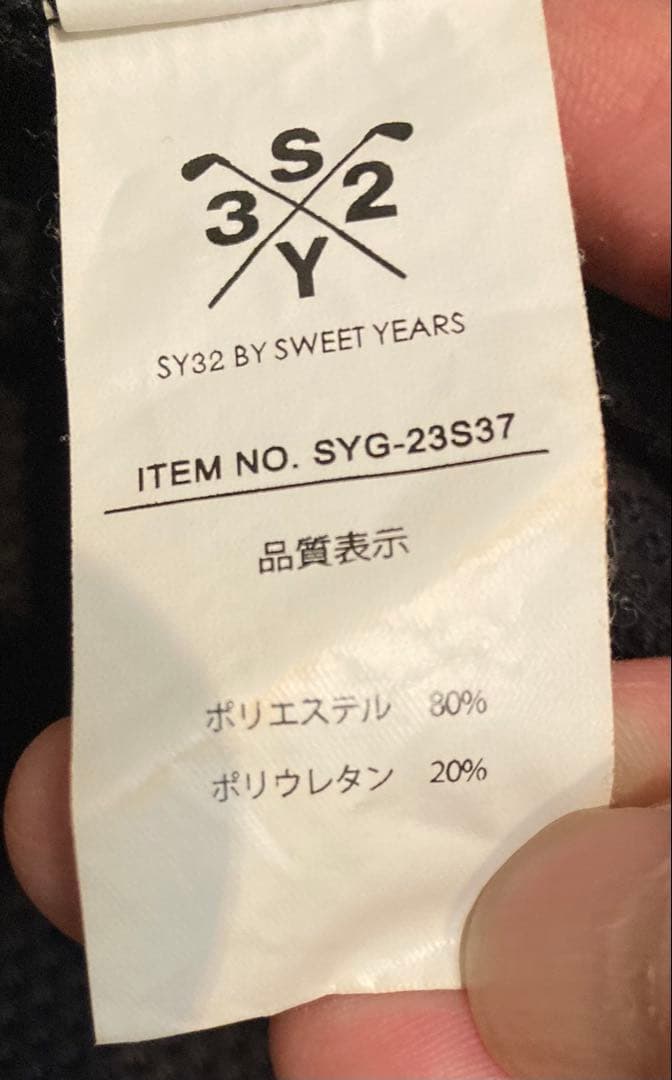 SY32 GOLF モックネックシャツ ワッフル ブラック サイズL