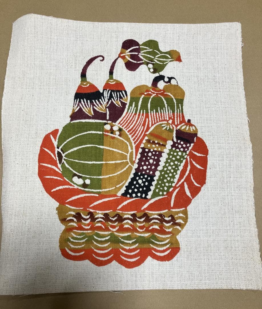 柚木沙弥郎 染絵(大)　野菜かご