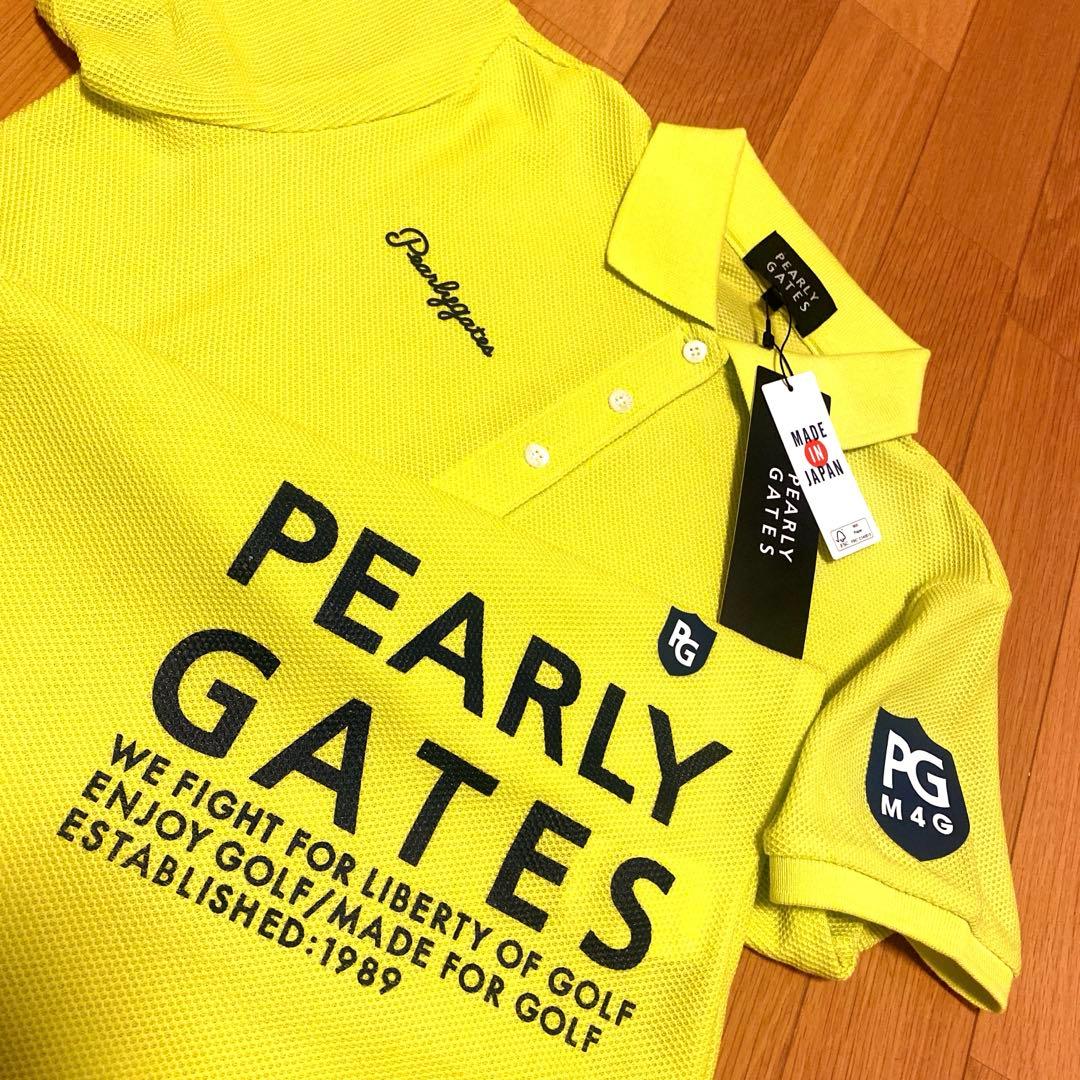 パーリーゲイツ☆タグ付き新品 筆記体ロゴグラフィックハニカムリバー ポロシャツ