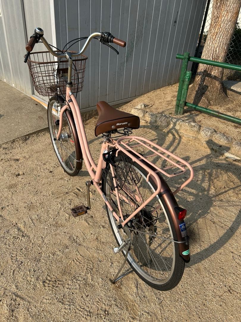 [兵庫県引取り限定]24インチ サーモンピンク自転車 オートライト 6段変速付き