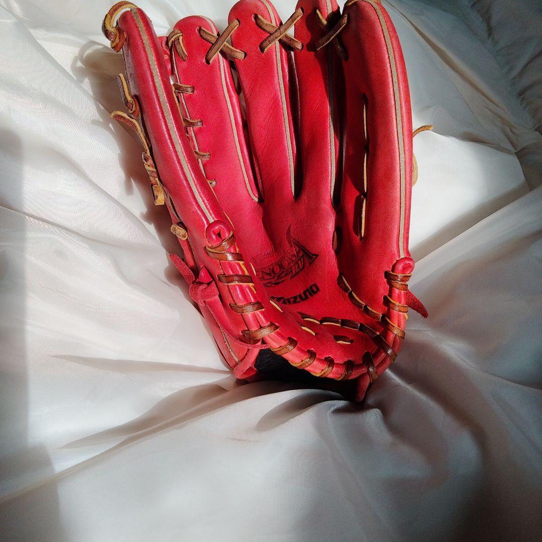 レザー 軟式グローブ 赤MIZUNO-ＰＬＥNOＣAＳA外野手用グローブ大人用