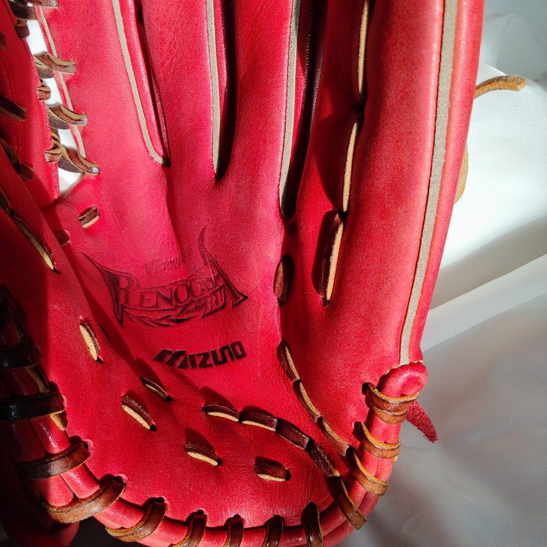 レザー 軟式グローブ 赤MIZUNO-ＰＬＥNOＣAＳA外野手用グローブ大人用